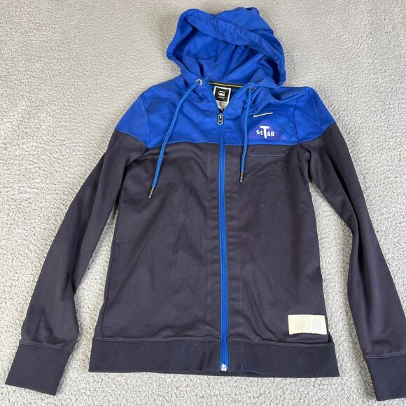 G-Star Raw Sweatshirt Women S Blue Hoodie Full Zip Streetwear Skater Y2K Sweater - Picture 3 of 12